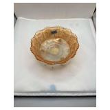 Fenton Butterfly & Berry Carnival Glass Footed Bowl