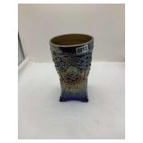 Antique Fenton Orange Tree Blue Carnival Glass Tumbler