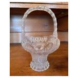 Crystal Glass Basket with Bird Design