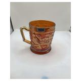 Imperial Glass Company Marigold Carnival Glass Mug Featuring robin or Songbird Pattern