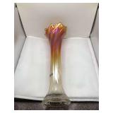 Iridescent Carnival Glass Trumpet Vase