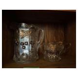 Pressed Glass Pitcher and Sugar Bowl Set