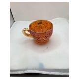 Imperial Carnival Glass Punch Cup, Floral and Geometric Pattern