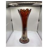 Fenton Amethyst Carnival Glass Vase, Thumbprint Whimsey Flute