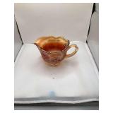 Fenton Marigold Carnival Glass Creamer with Floral Pattern
