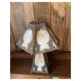 Metal Frame Table Lamp with Leaded Panels