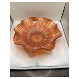 Fenton Marigold Carnival Glass Bowl with Ribbed Pattern