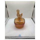 Jeannette Glass Company Carnival Glass Covered Dish with Poodle Figure