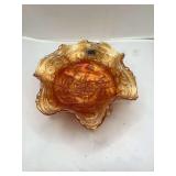 Fenton Marigold Carnival Glass Bowl, Lion Pattern, Footed