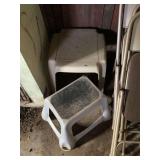 White Plastic Step Stool and Laundry Hamper