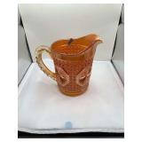 Imperial Carnival Glass Pitcher, Marigold Color, Starburst Pattern