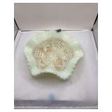 Northwood Milk Glass Bowl with Grape Design