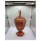 Imperial Carnival Glass Covered Compote Dish