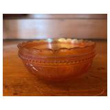 Fenton Iridescent Orange Glass Bowl with Beaded Design