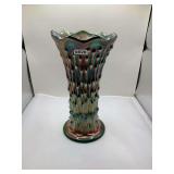 Fenton Green Glass Carnival Glass Vase April Showers