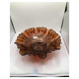 Fenton Carnival Glass Bowl, Marigold Color, Dragon and Lotus Pattern