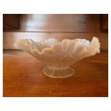 Northwood Opalescent Glass Ruffled Edge Bowl with Grape Motif