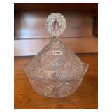 Diamond Cut Lead Crystal Covered Dish - West Germany