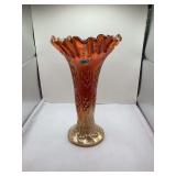 Fenton Knotted Beads Marigold Ruffle Swung Vase