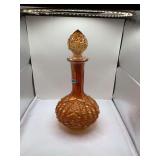 Imperial Glass Marigold Carnival Glass Decanter, Featuring a geometric Pattern Such as Octagon or daisy Button