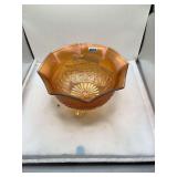Fenton eIridescent Carnival Glass Bowl, Sinsinawa Rosy Posy Pattern