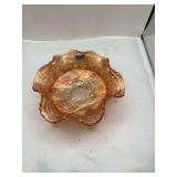 Fenton Carnival Glass Bowl with Iridescence and Animal Motif