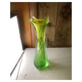 Green Glass Swirl Vase