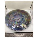 Imperial Carnival Glass Plate - Roses Pattern, Iridescent Finish