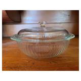 Pyrex Clear Ribbed Glass Bowl with Lid
