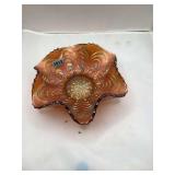 Fenton Marigold Carnival Glass Bowl with Floral Pattern
