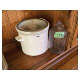 Assorted Small Kitchen Appliances and Glass Bottle