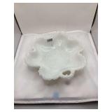 Milk Glass Bowl, Floral Pattern