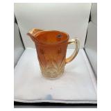 Imperial Marigold Carnival Glass Pitcher, Blossom Pattern