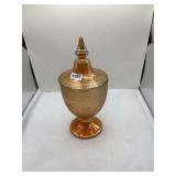 Imperial Iridescent Carnival Glass Footed Bowl with Lid