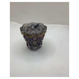 Imperial Glass Toothpick Holder in the Purple Amethyst Carnival Sawtooth Hobstar Pattern