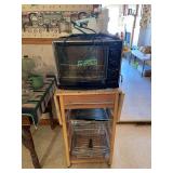 Kitchen Cart with Hamilton Beach Toaster Oven and Appliances
