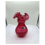 Fenton Cranberry Polka Dot Vase