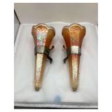 Pair of Carnival Glass Torch Wall Sconces
