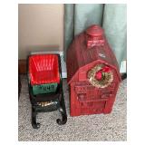 Decorative Cookie Barn Container and Sleigh Container