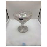 Imperial Glass EAPG Daisy & Button White Carnival Glass Compote