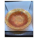 Imperial Carnival Glass Bowl, Grape Pattern, Marigold Iridescence