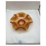 Fenton Marigold Carnival Glass Bowl with Floral and Grape Motif