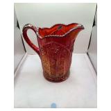 Indiana Carnival Glass Pitcher, Marigold, Star Medallion Pattern