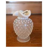 Fenton Hobnail Pattern Glass Vase with Frilled Rim