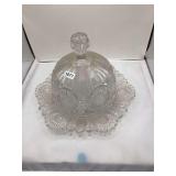 Pressed Glass Butter Dish with Cover