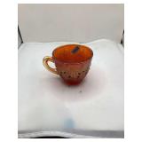 Carnival Glass Orange Tree Patterned Cup Iridescent Finish