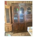 Wood Display Cabinet with Wire Mesh Doors