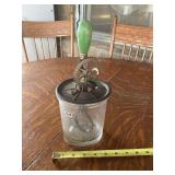 Glass Jar Butter Churn with Green Wooden Handle