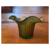 Northwood Green Carnival Glass Vase