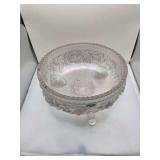 Imperial Iridescent Carnival Glass Footed Bowl, Rose Pattern